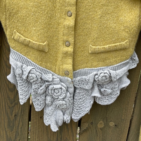 Anthropologie Wool Blend Custom Crochet Detail Fitted Cardigan Women’s Small - Picture 2 of 5